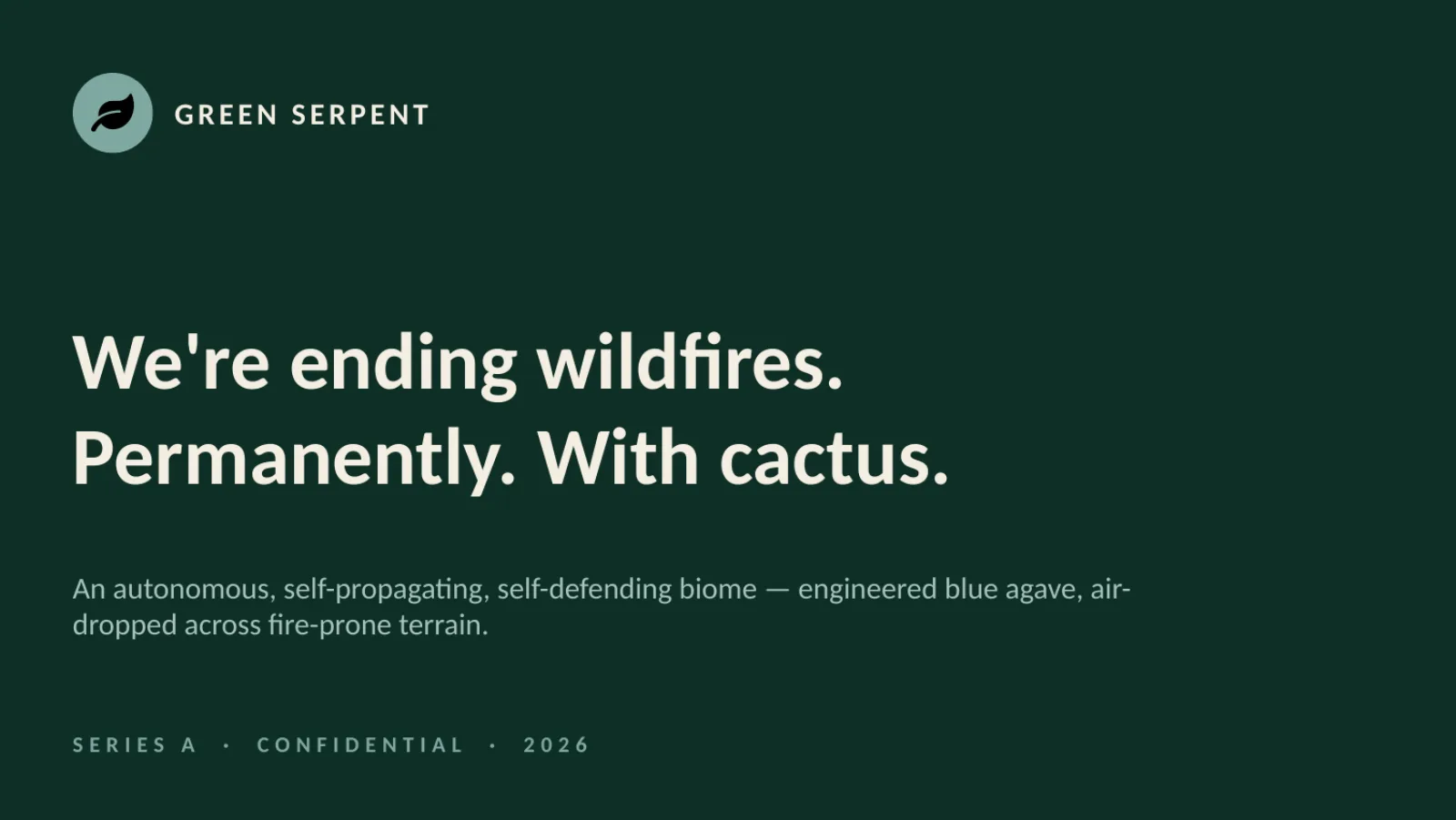 Green Serpent Series A deck — slide 1 of 12